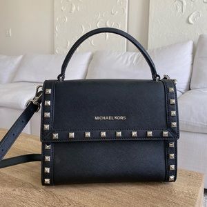 Michael Kors Black Crossbody Bag with Silver Accents